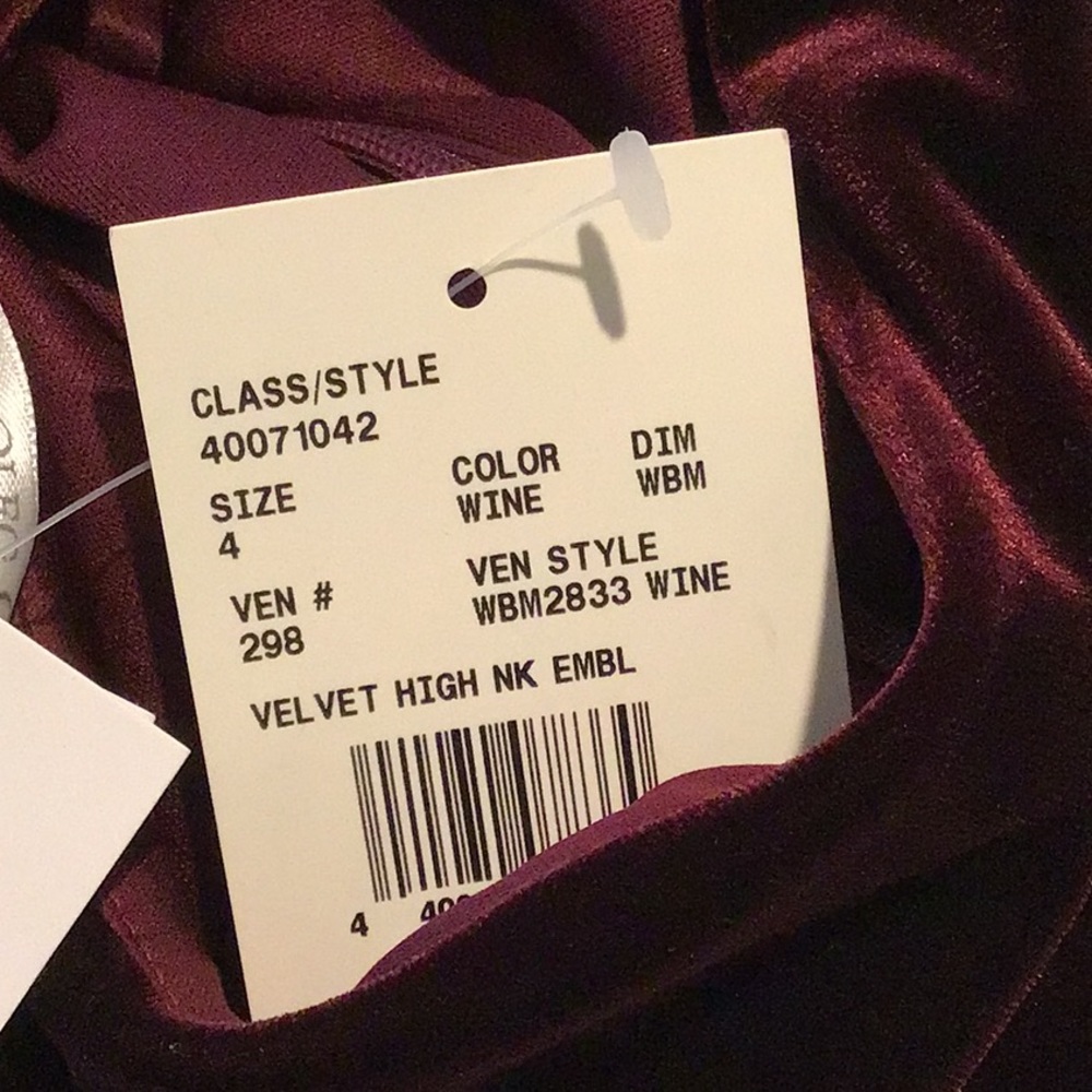Oleg Cassini velvet wine mother of bride  / groom dress. NWT. Size 4 - Picture 10 of 13